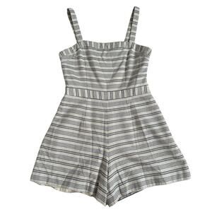 Anthropologie Paper Crown Womens S Romper Lined Shorts Zipper Jumper Cream Navy